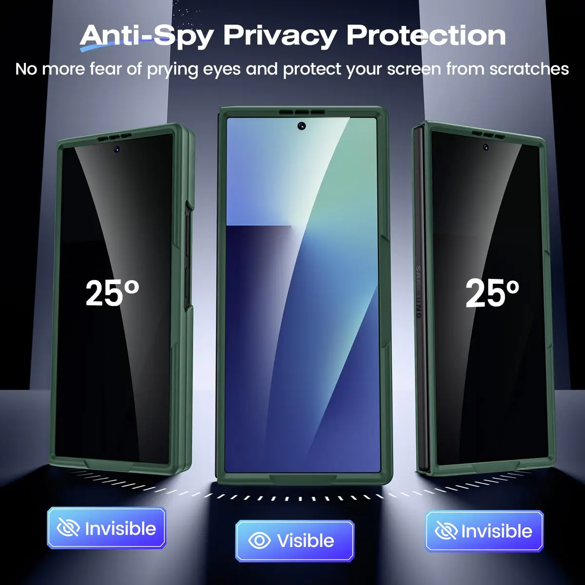 Ruky Green Case for Samsung Galaxy Z Fold 7 with Privacy Screen Protector & Kickstand | 7.6-inch Display - view 4