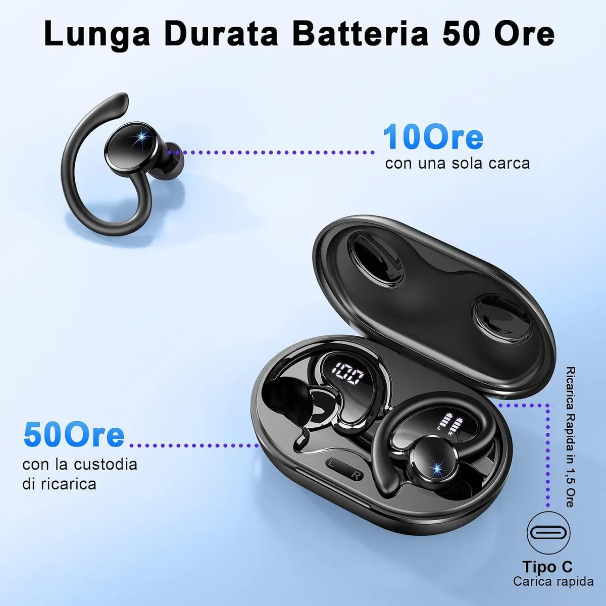 Rolosar Wireless Earbuds 2026 Bluetooth 5.4 ENC Noise Canceling Mic | IP7 Waterproof, 60Hrs Battery - view 4