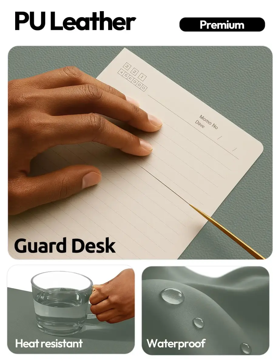 YSAGi Leather Desk Pad Protector, Large Mouse Pad, 55" x 17.2" | Protects Desk from Scratches, Stains, Spills - view 4