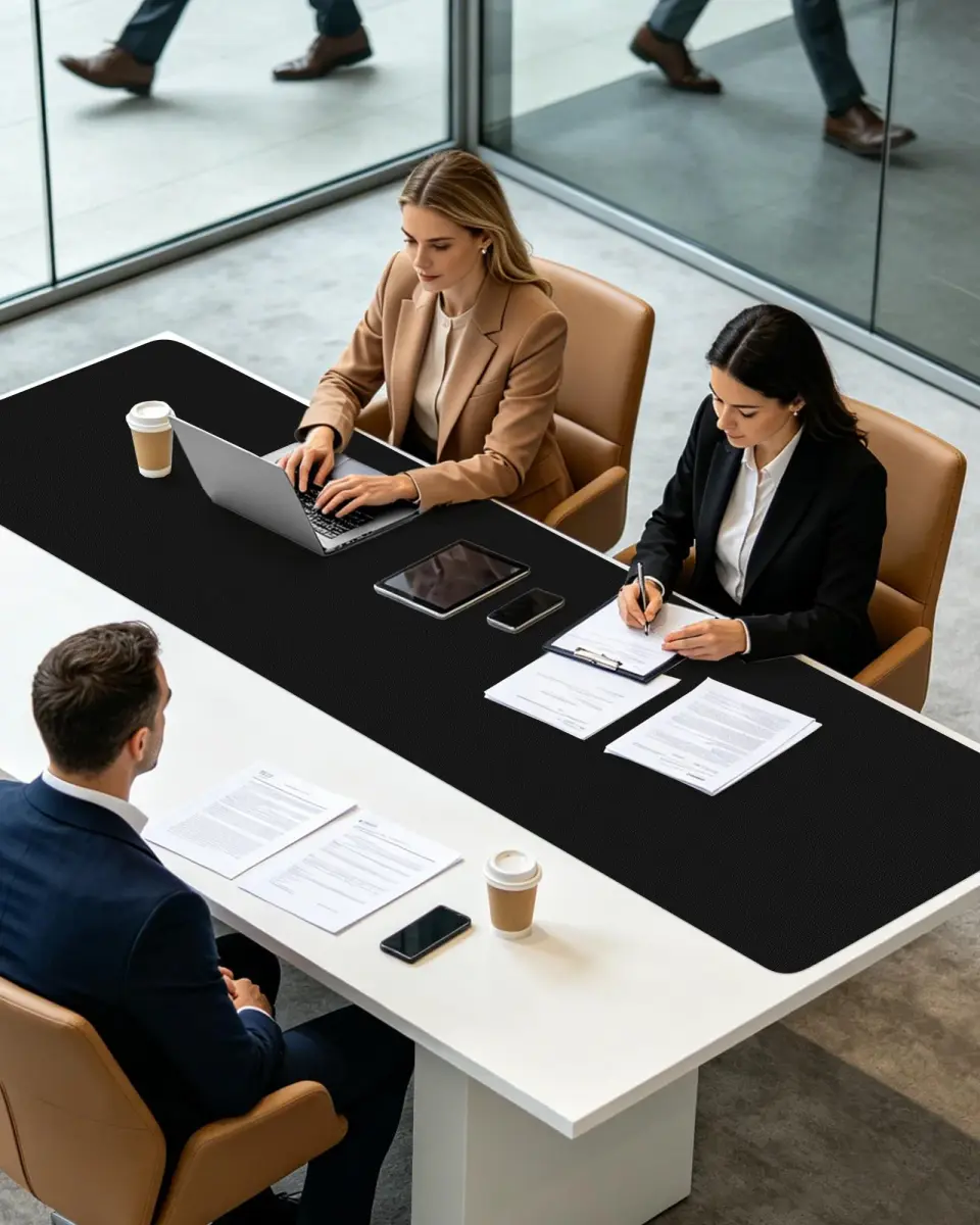 YSAGi Leather Desk Pad Protector Black 137cm x 43cm (55" x 17.2") | Protects Desks, Enhances Workspace - view 2