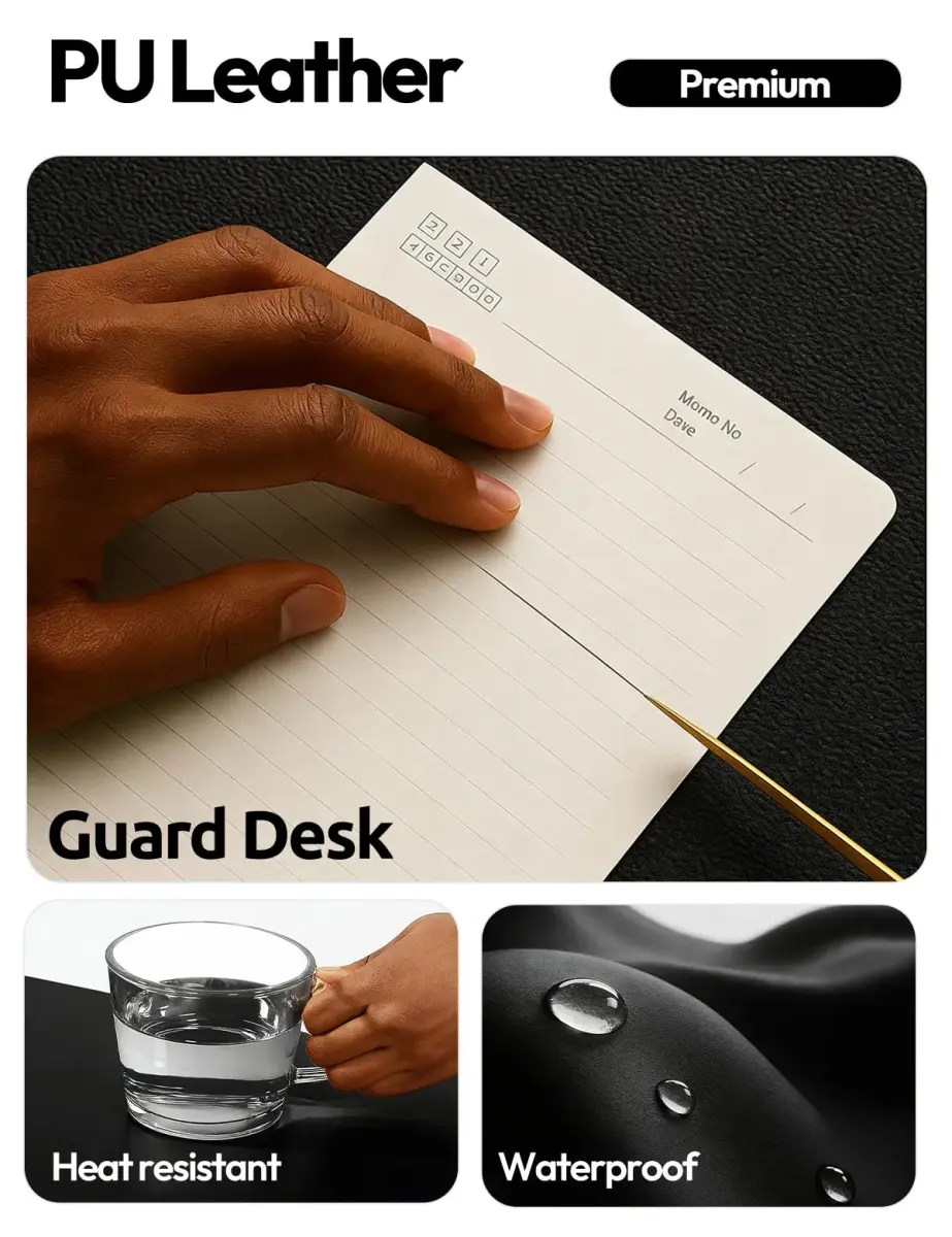 YSAGi Leather Desk Pad Protector Black 137cm x 43cm (55" x 17.2") | Protects Desks, Enhances Workspace - view 4