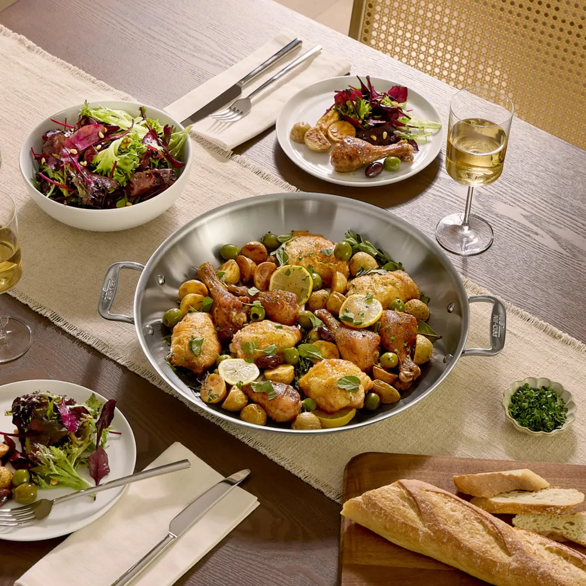 All-Clad D3 Stainless Steel 14" Paella Pan | Made in USA, 14-inch, Fully Bonded Tri-Ply - view 7