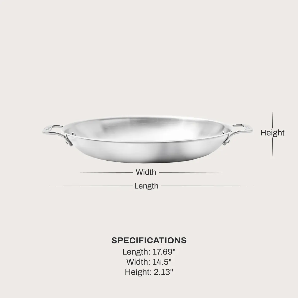 All-Clad D3 Stainless Steel 14" Paella Pan | Made in USA, 14-inch, Fully Bonded Tri-Ply - view 2
