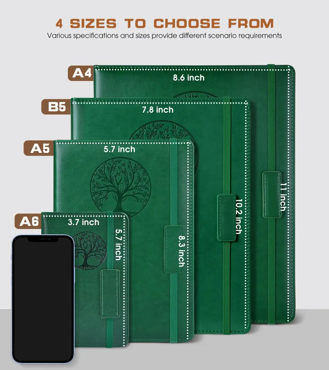 Biuwory Lined Pocket Journal Notebook, A6 Leather Diary Notepad (Green, 140 Pages) | Vintage Design for Daily Writing - view 2