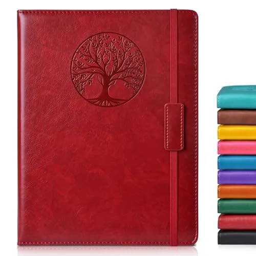 Biuwory A6 Leather Journal Notebook for Writing, 140 Pages Mini Notebook with Hardcover, 3.7"×5.7" Pocket Diary for Travel, Work, Students (Winered) - main product image