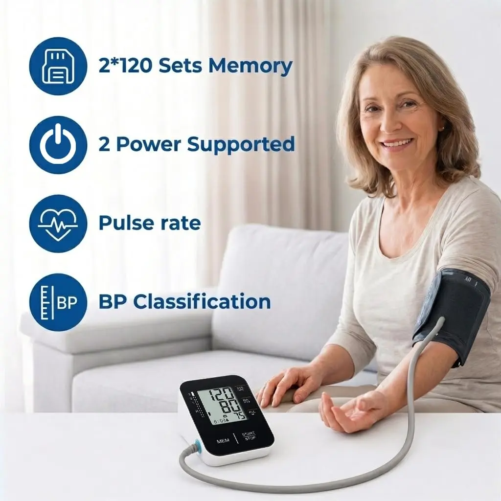 Wishlove Black Blood Pressure Monitor | Accurate Upper Arm BP Cuff for Home Use - view 2