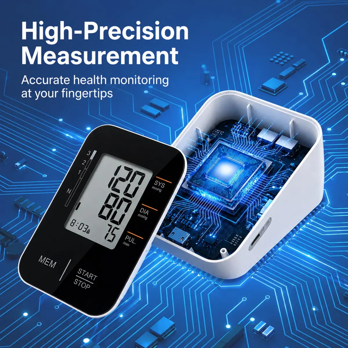 Wishlove Black Blood Pressure Monitor | Accurate Upper Arm BP Cuff for Home Use - view 4