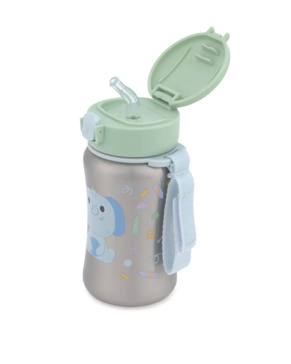 Skip Hop Zoo Elephant Stainless Steel Straw Bottle 350ml (12 oz) | Spill-Proof Toddler Cup - view 3