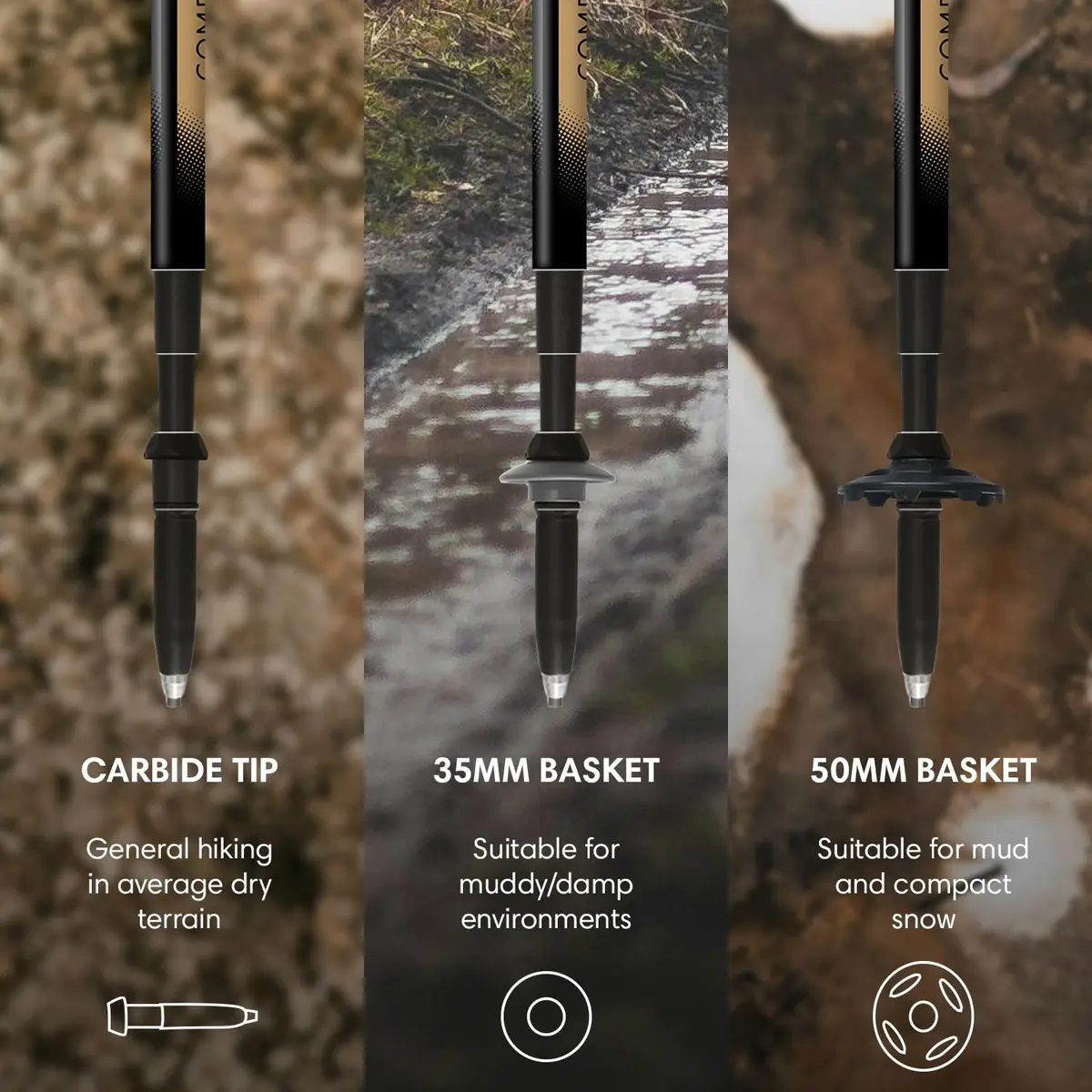 Fizan Compact 4 Trekking Poles – Ultralight, Adjustable, Collapsible, Aluminum, Cork Grips (Black/EVA Cork) | Custom Fit for Trail - view 5