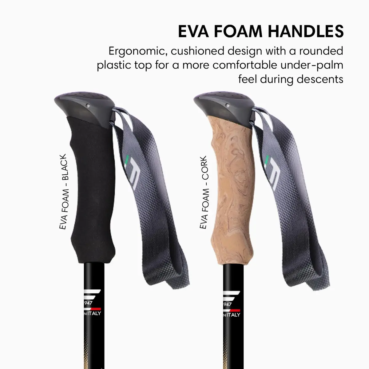 Fizan Compact 4 Trekking Poles – Ultralight, Adjustable, Collapsible, Aluminum, Cork Grips (Black/EVA Cork) | Custom Fit for Trail - view 3