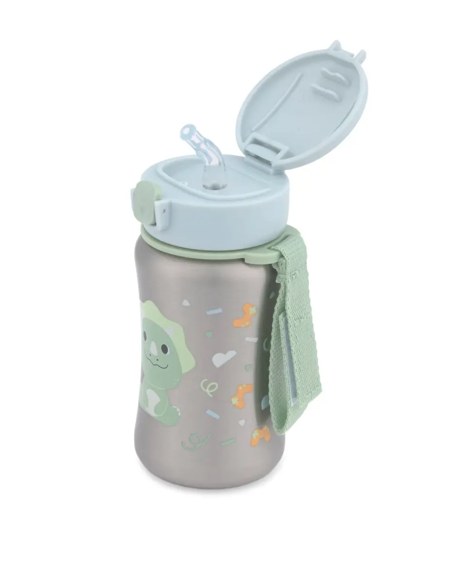 Skip Hop Toddler Sippy Cup with Straw 350ml (11.8 oz) | Dino Besties Squad Stainless Steel Bottle - main product image