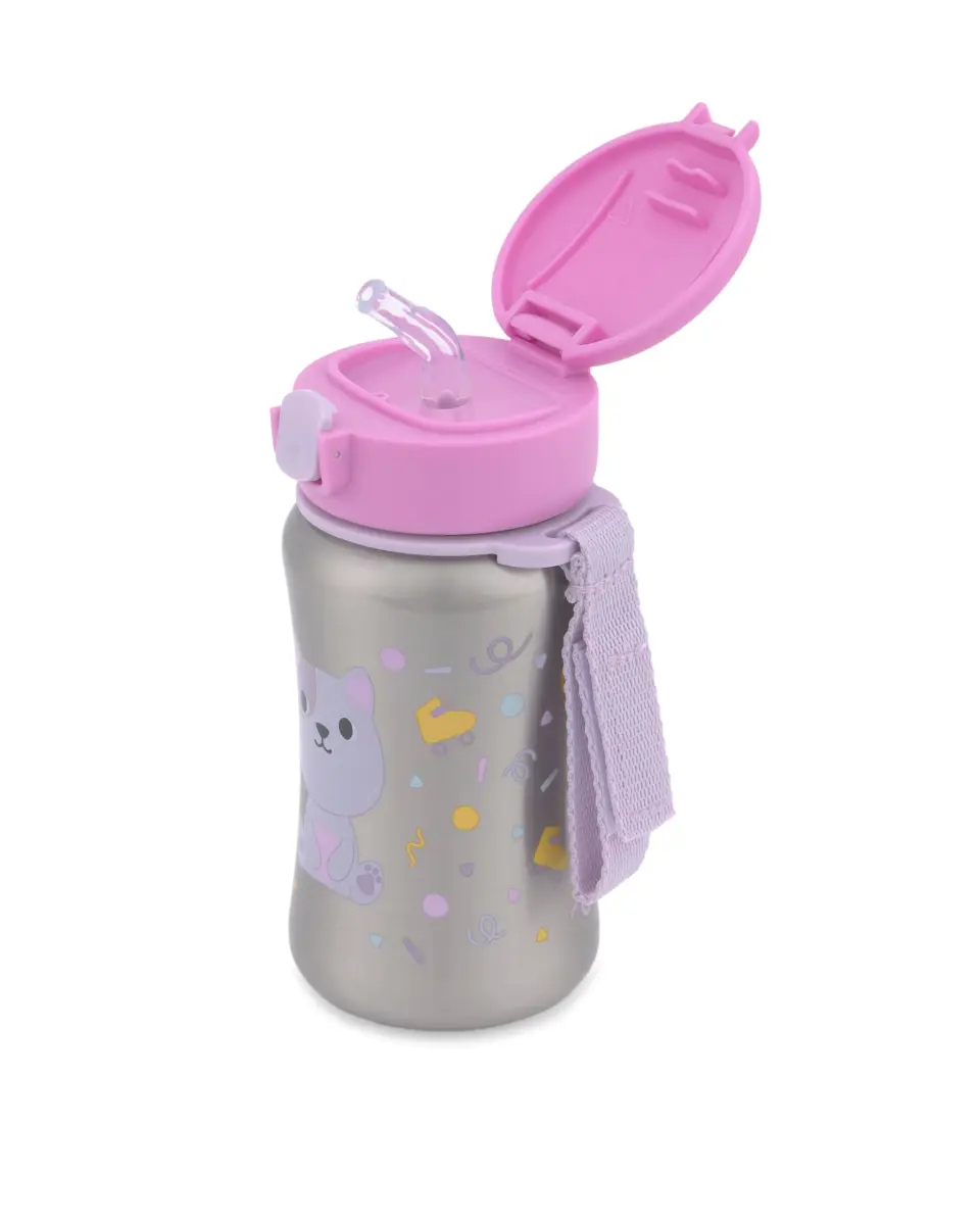 Skip Hop Besties Squad Cat Stainless Steel Straw Bottle, 350ml (12 oz) Toddler Sippy Cup - view 3