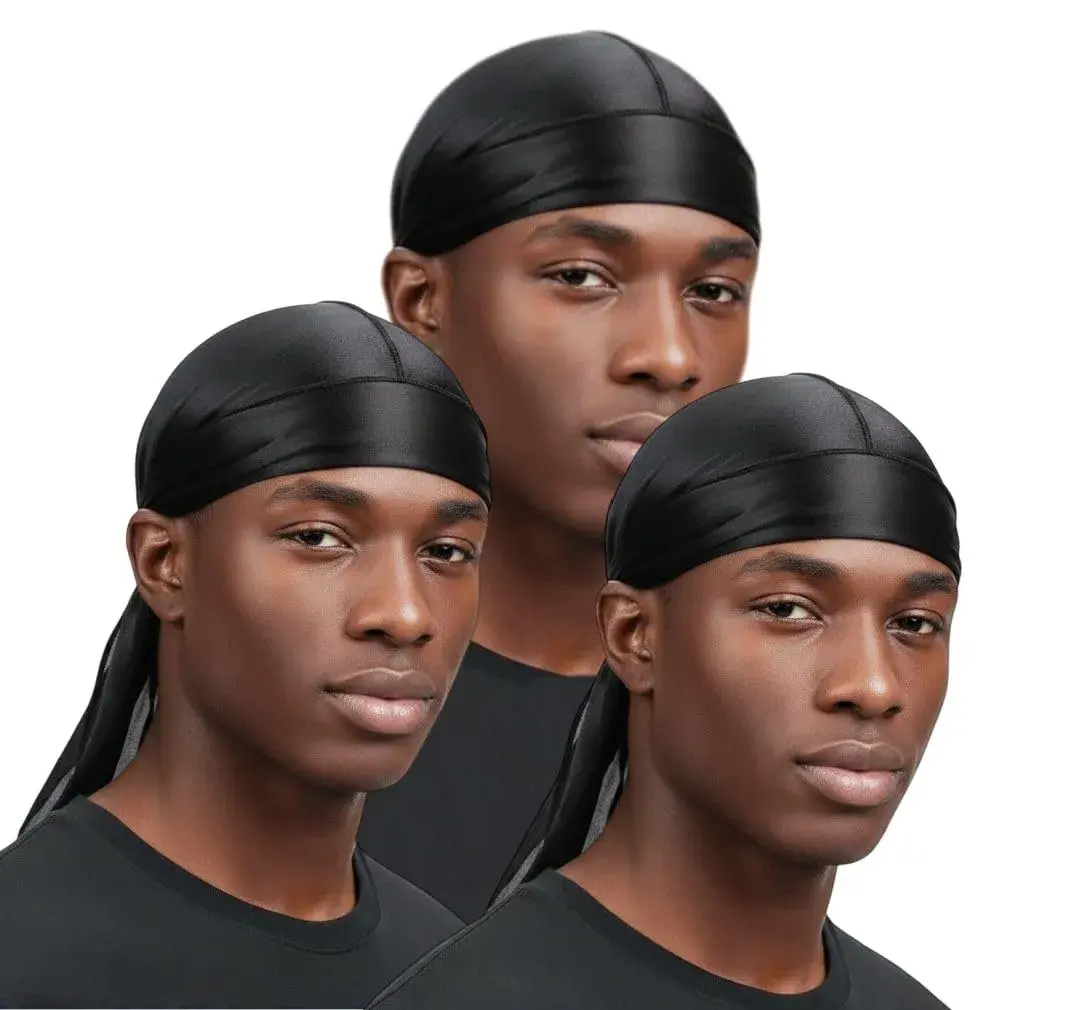 COCOSILK Silky Satin Durags for Men Women 3 Pack | Breathable & Lightweight Headwrap - main product image