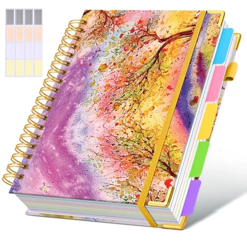 dilitego Autumn Tree Hardcover Spiral Notebook 6.2"x8.2" | 300 Pages 5 Subject College Ruled - main product image