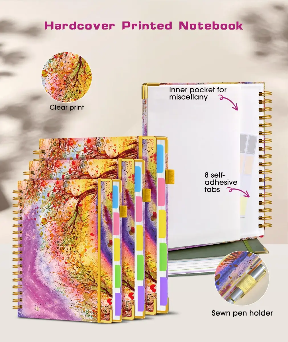 dilitego Hardcover Spiral Notebook Journal 300 Pages | 5 Subject College Ruled Notebook for Work School Note Taking - view 2