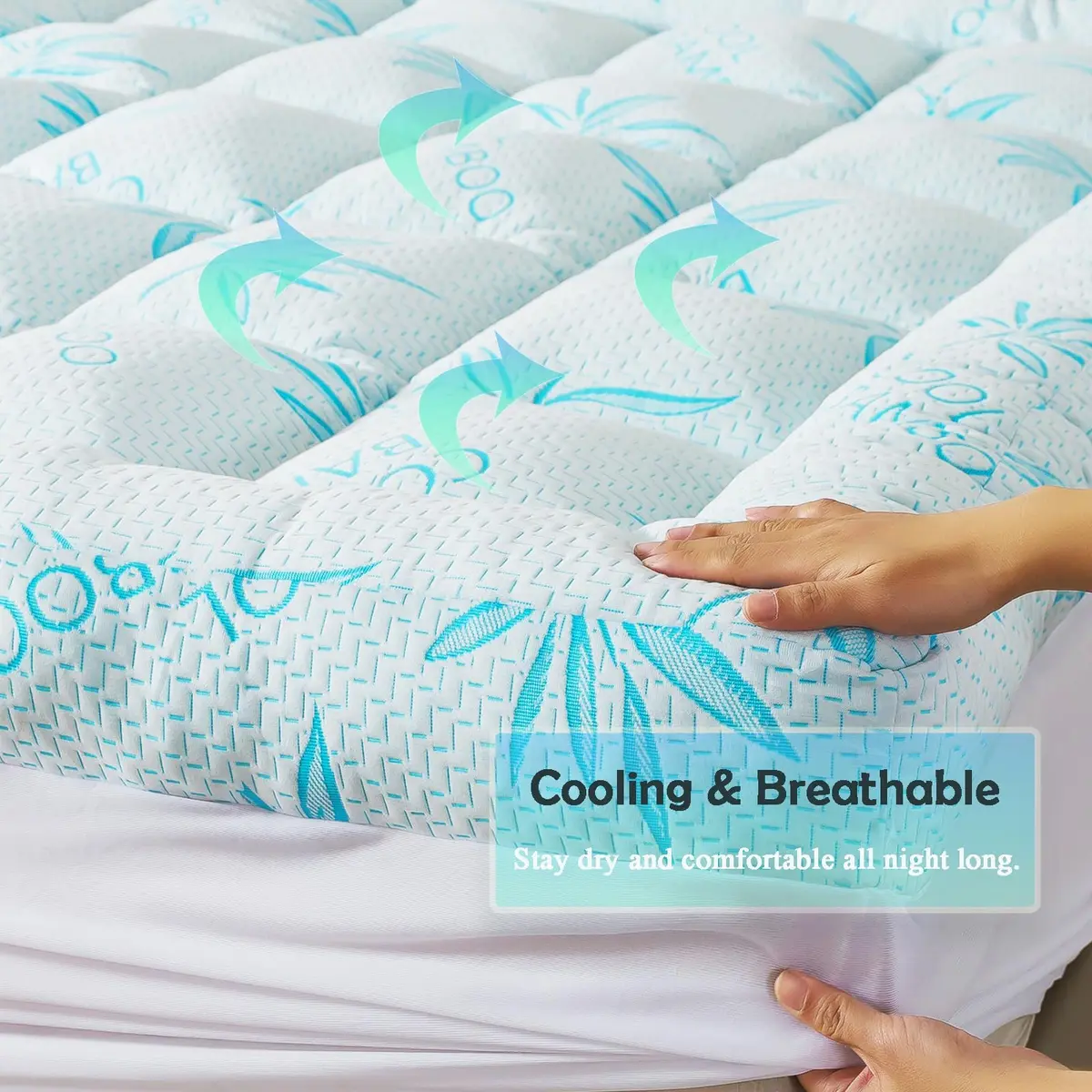 WhatsBedding 5 Inch King Mattress Topper Breathable Bamboo Viscose Air Layer | Cool & Soft for King Size Beds - view 5