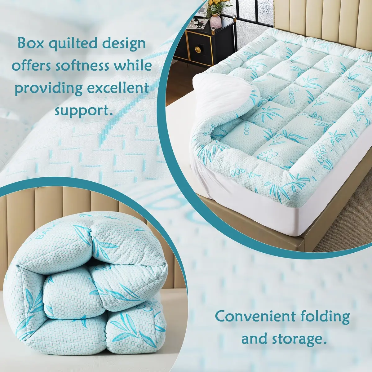 WhatsBedding 5 Inch King Mattress Topper Breathable Bamboo Viscose Air Layer | Cool & Soft for King Size Beds - view 6