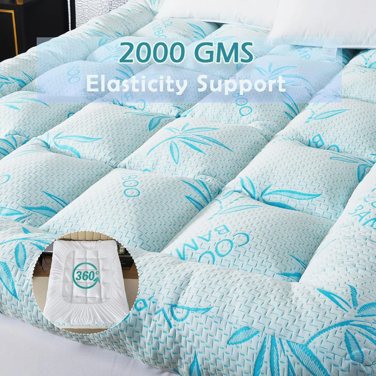 WhatsBedding 5 Inch King Mattress Topper Breathable Bamboo Viscose Air Layer | Cool & Soft for King Size Beds - view 2