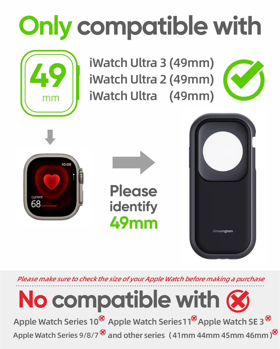 Ginsungoon Apple Watch Ultra 3/2/1 49mm Case | Turns Watch into Smartphone Replacement - view 2