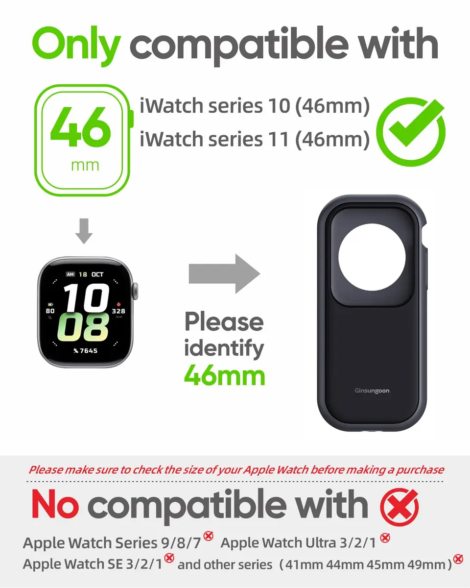 Ginsungoon Compatible with Apple Watch Series 10/11 (46mm) | Smartphone Replacement Case for Apple Watch - view 2