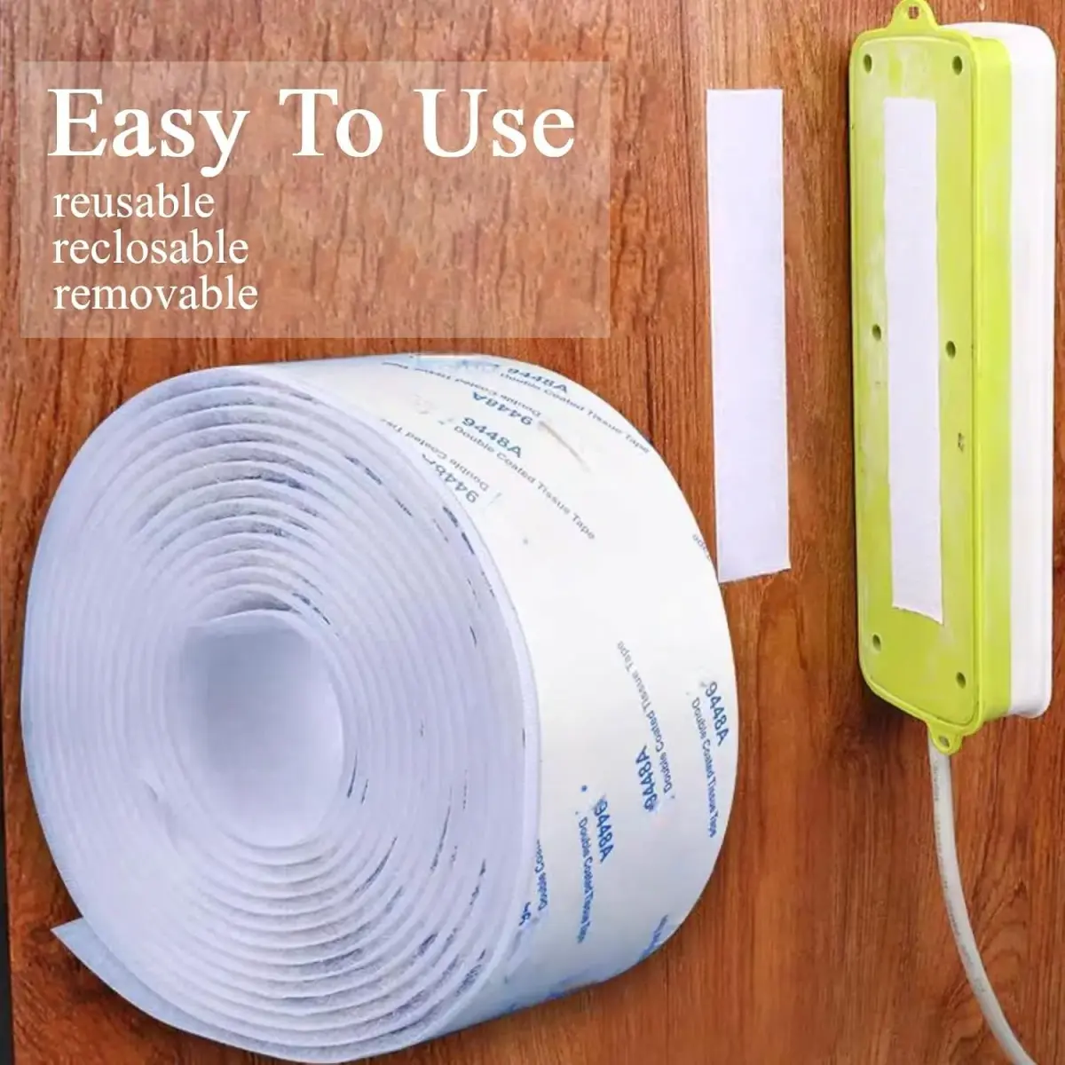 SANKA Self Adhesive Hook and Loop Tape Roll, Heavy Duty Sticky Back Fastener, White 5.08 cm x 3.05 m (2 in x 10 FT) - view 5