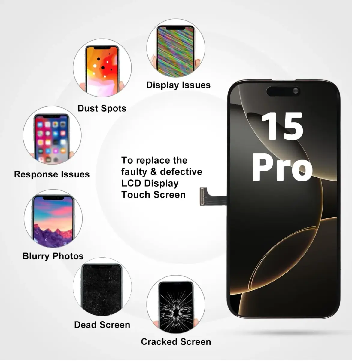LL TRADER 6.1" FHD LCD Display Screen Replacement for iPhone 15 Pro with Repair Kit - view 2