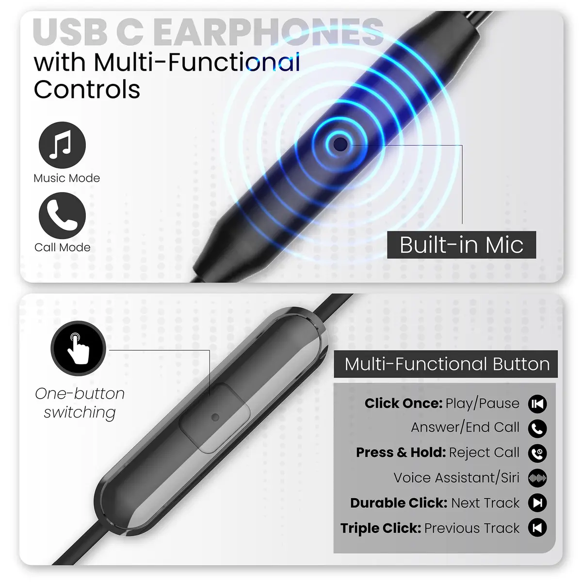 PHILIPS USB-C Wired Earbuds with Microphone | Secure Fit Sport Earhooks, Deep Bass 15mm Drivers, Inline Controls, Wired Open Ear Headphones for Running & Gym - view 4
