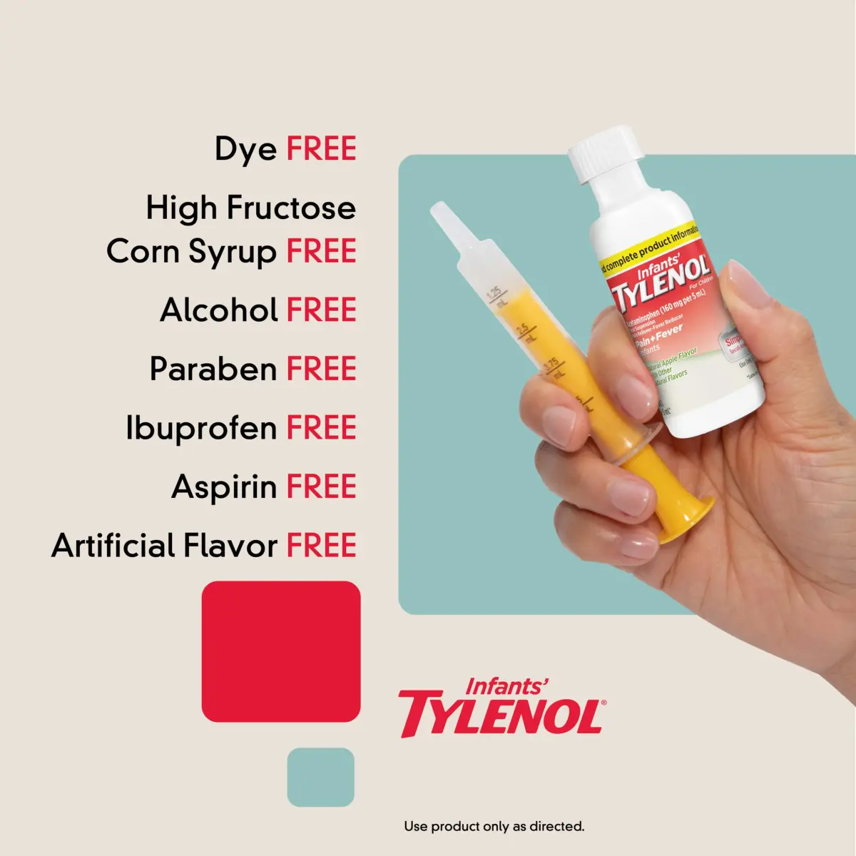 Tylenol Infants' Acetaminophen Oral Suspension Dye-Free Apple 2 fl oz (59 ml) | #1 Pediatrician-Recommended for Teething Pain - view 4