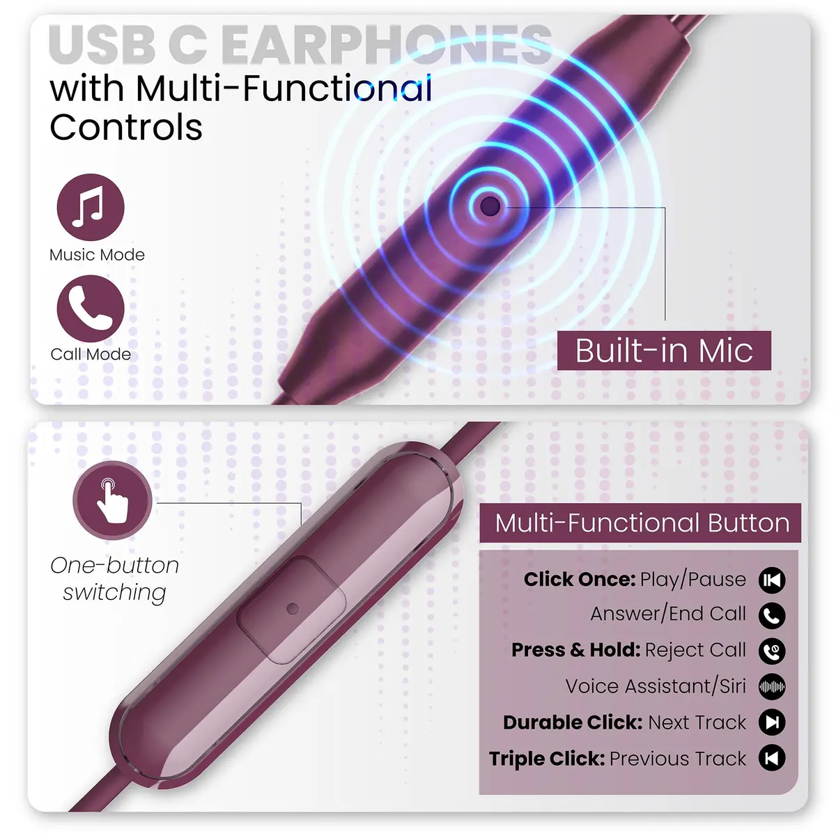 PHILIPS USB-C Wired Earbuds with Microphone & in-Line Control | Secure Fit Sports Headset - view 4