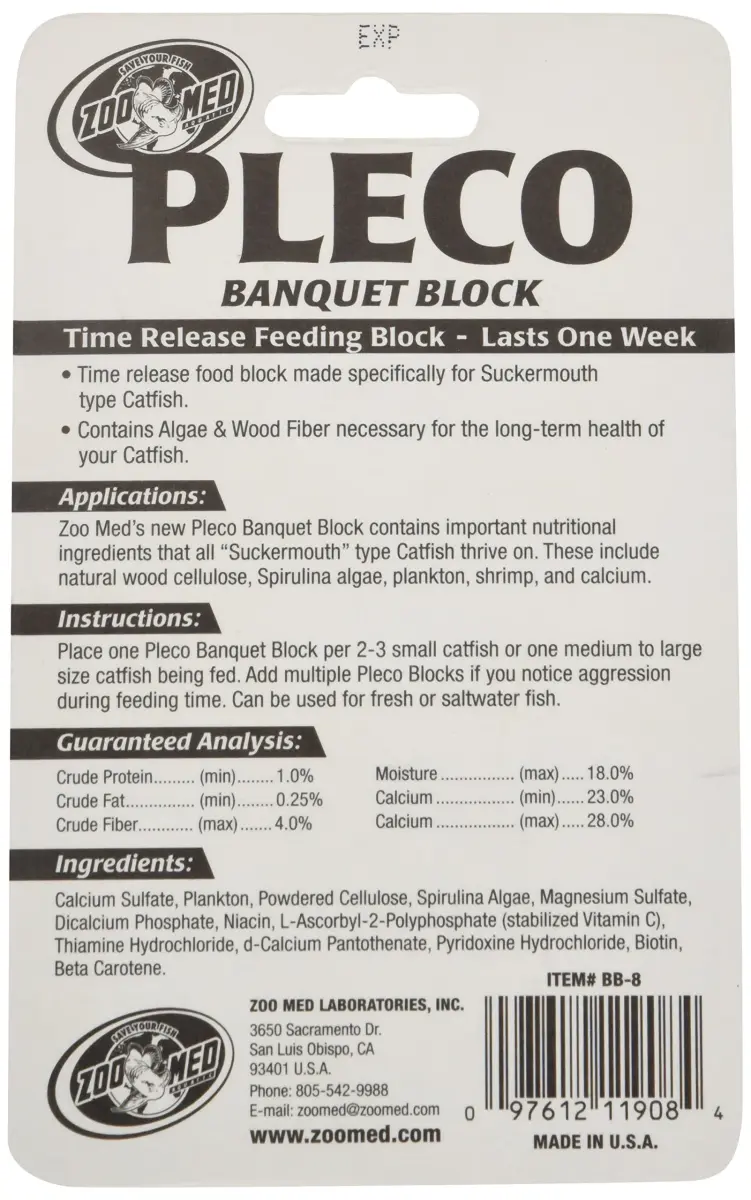 Zoo Med Laboratories Pleco Banquet Block 1.8 oz (81.6 g) | Time-Release Vacation Feeder for Catfish - view 2