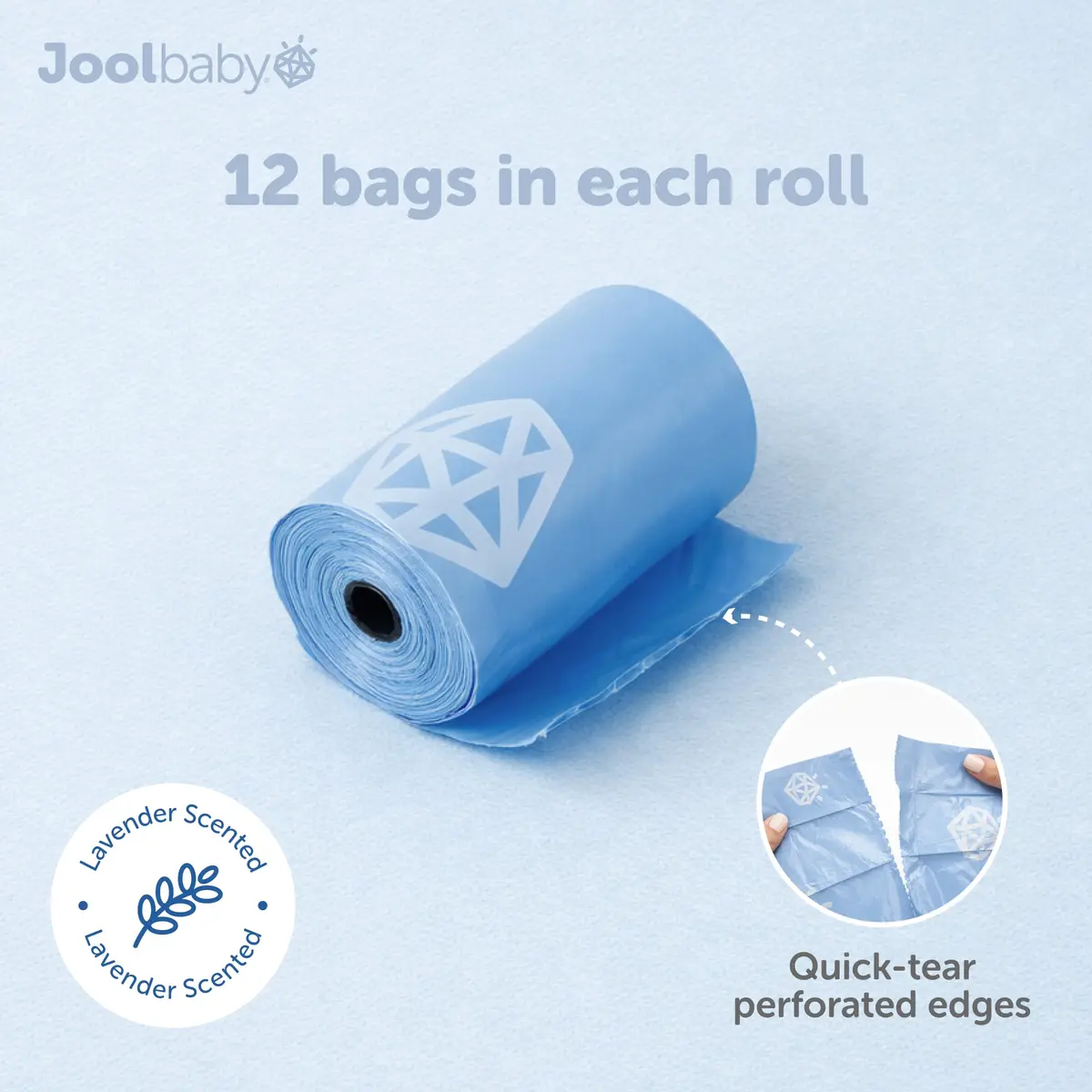 Jool Baby Disposable Diaper Bag Refills 12 Rolls | Lavender-Scented Odor-Controlling Bags for On-the-Go Use - view 4