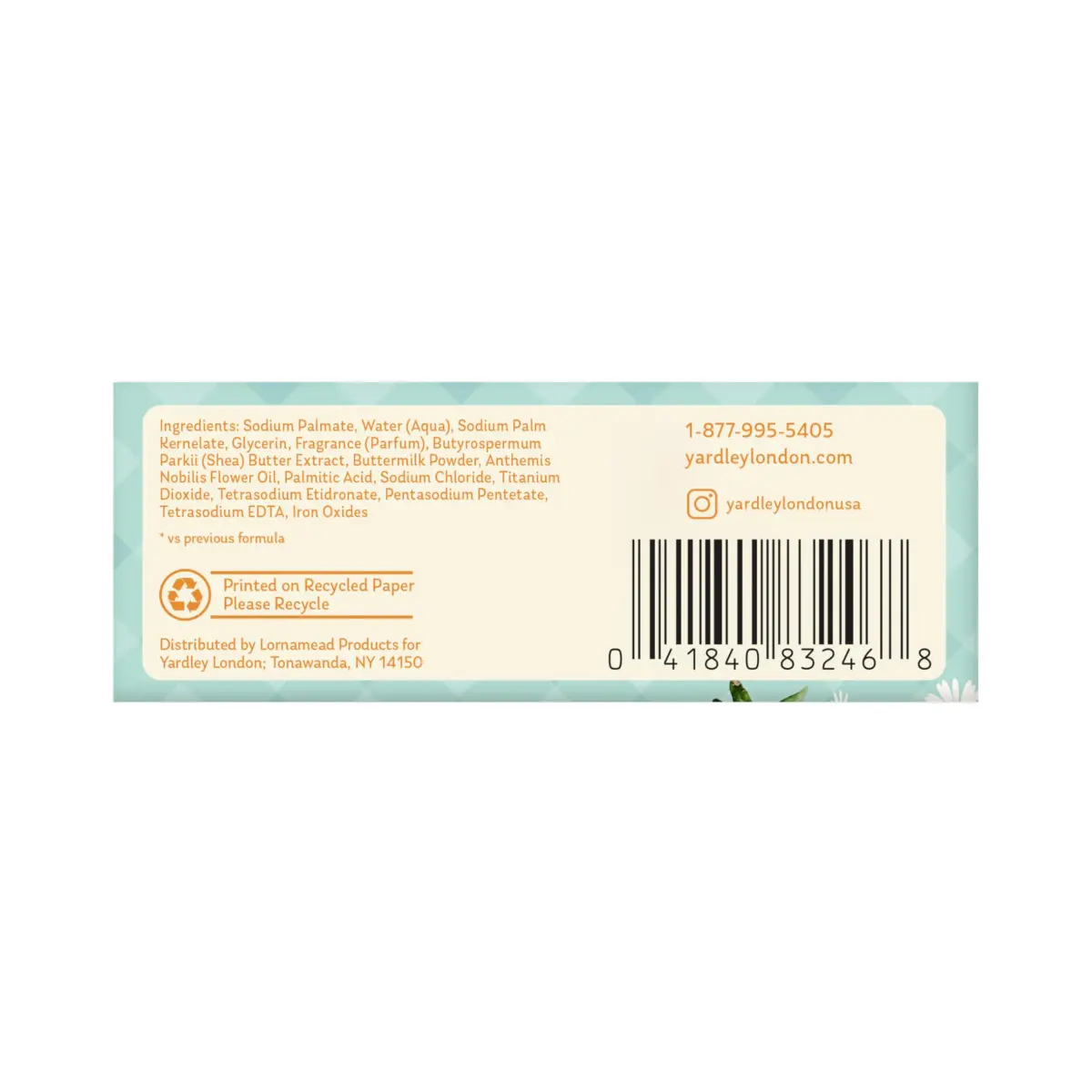 Yardley London Chamomile Flower Nourishing Baby Bar Soap 200g (7oz) | Dermatologist Tested for Sensitive Skin - view 9