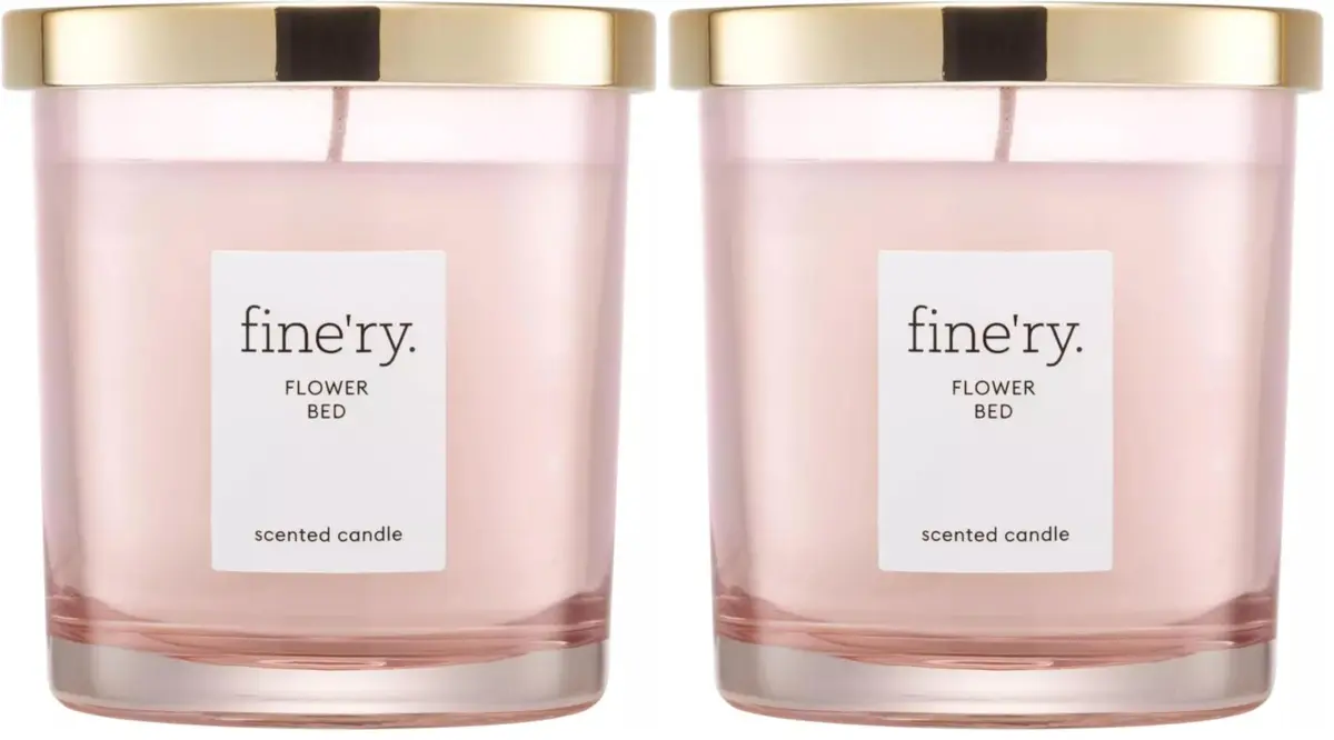 Fine'ry Flower Bed Scented Soy Candle & Cotton Wick for New Home - Peony, Green Apple, Bamboo Leaf - 37 Hour Burn Time, 7oz Luxe Jar + Golden Lid, Paraben Free, Vegan (Pack of 2) - main product image