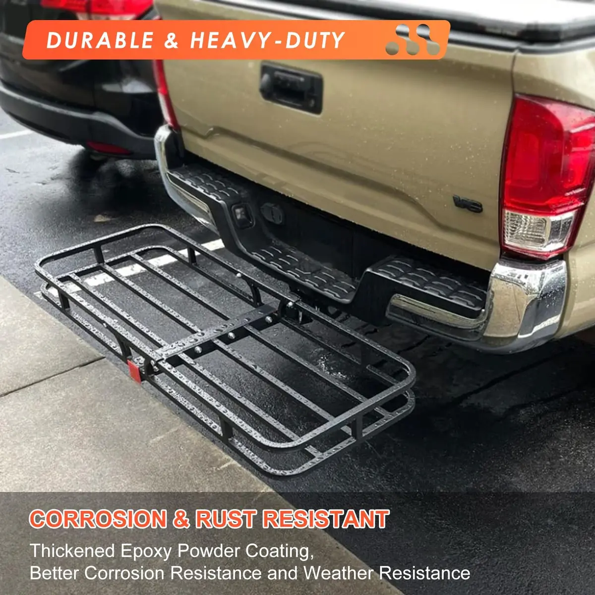 MeeFar Hitch Mount Cargo Carrier Rack Basket 53"x19"x5.5" | 500 lbs capacity for SUVs & trucks - view 6