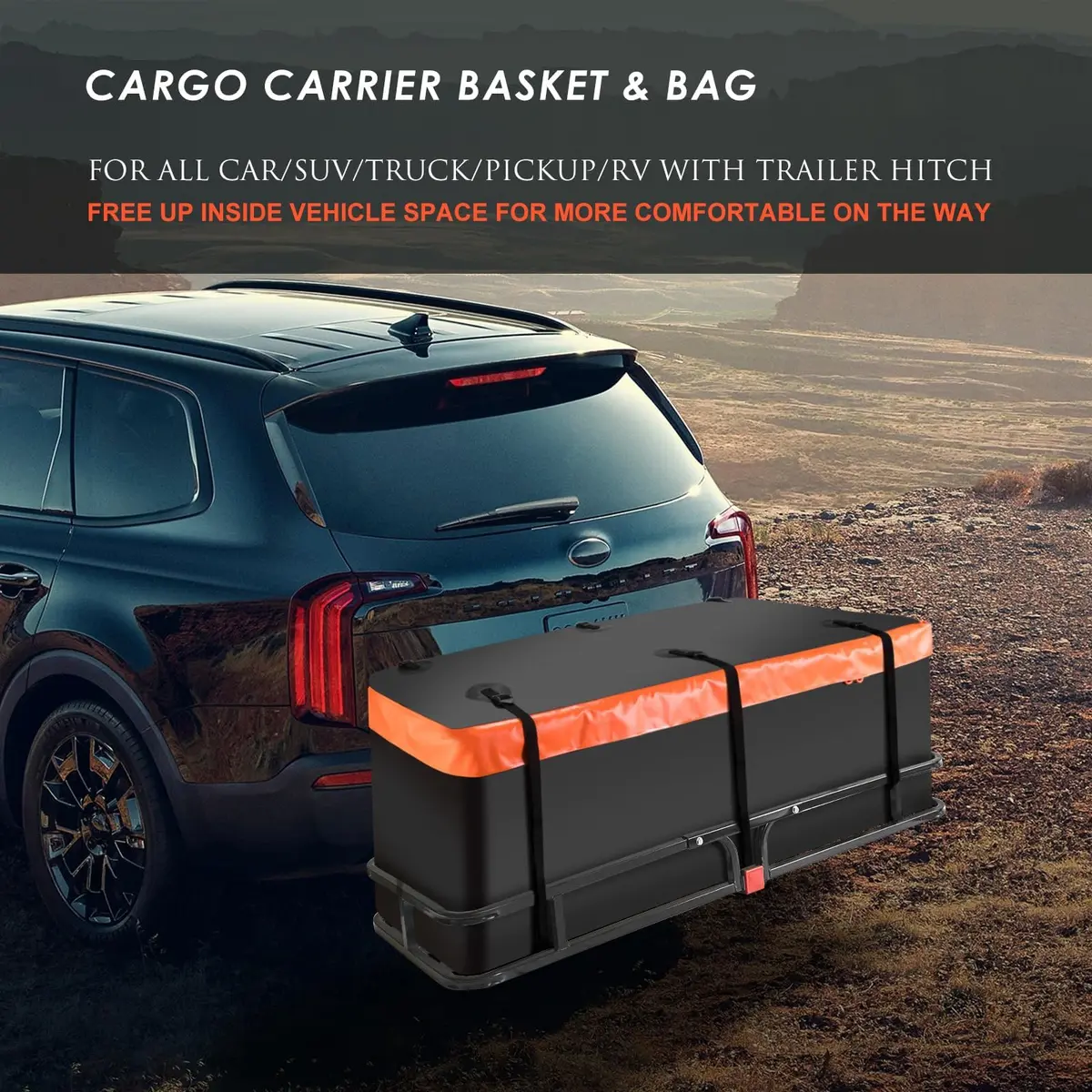 MeeFar Hitch Mount Cargo Carrier Rack Basket 53"x19"x5.5" | 500 lbs capacity for SUVs & trucks - view 8