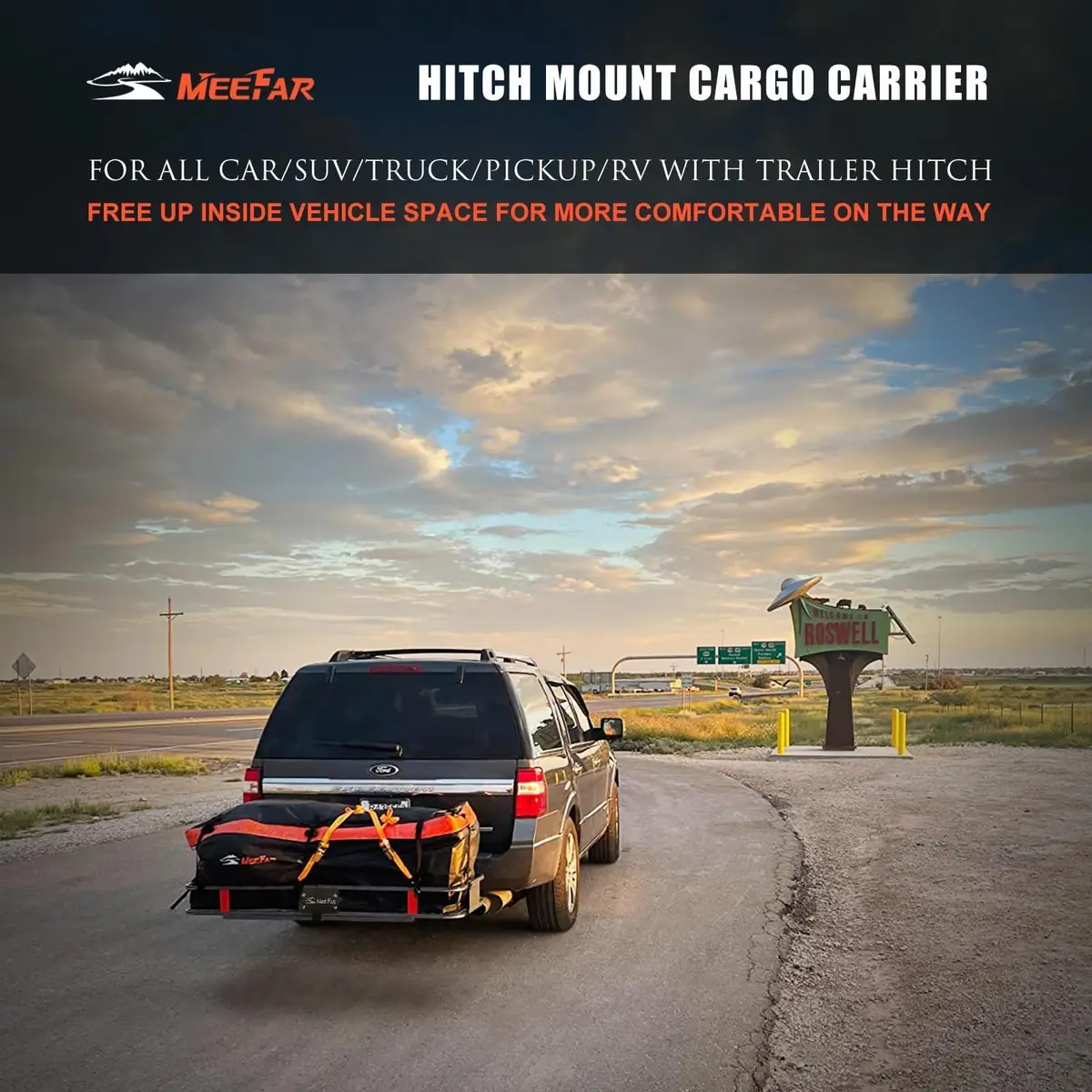 MeeFar Hitch Mount Cargo Carrier Rack Basket 53"x19"x5.5" | 500 lbs capacity for SUVs & trucks - view 9
