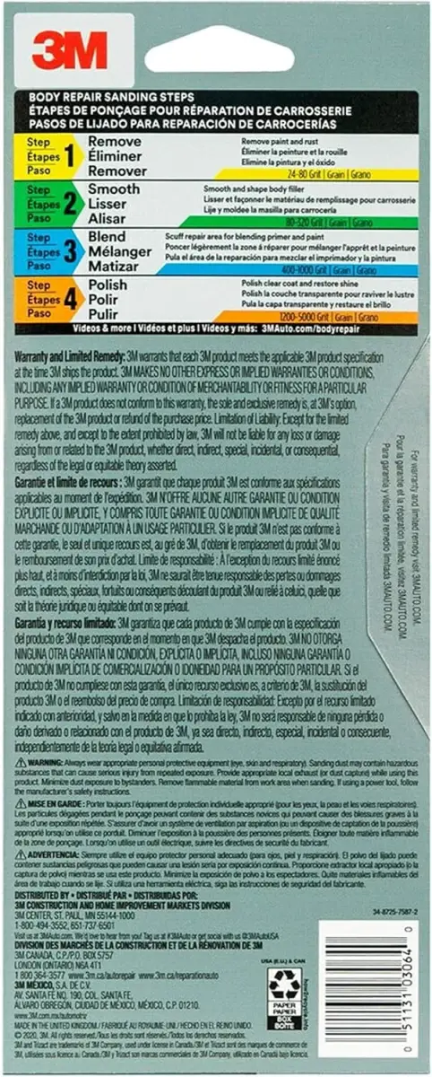 3M Trizact Performance Sandpaper 3000 Grit 9" x 3 2/3" (25mm x 230mm) Pack of 3 | Polishes Clear Coat & Paint - view 5