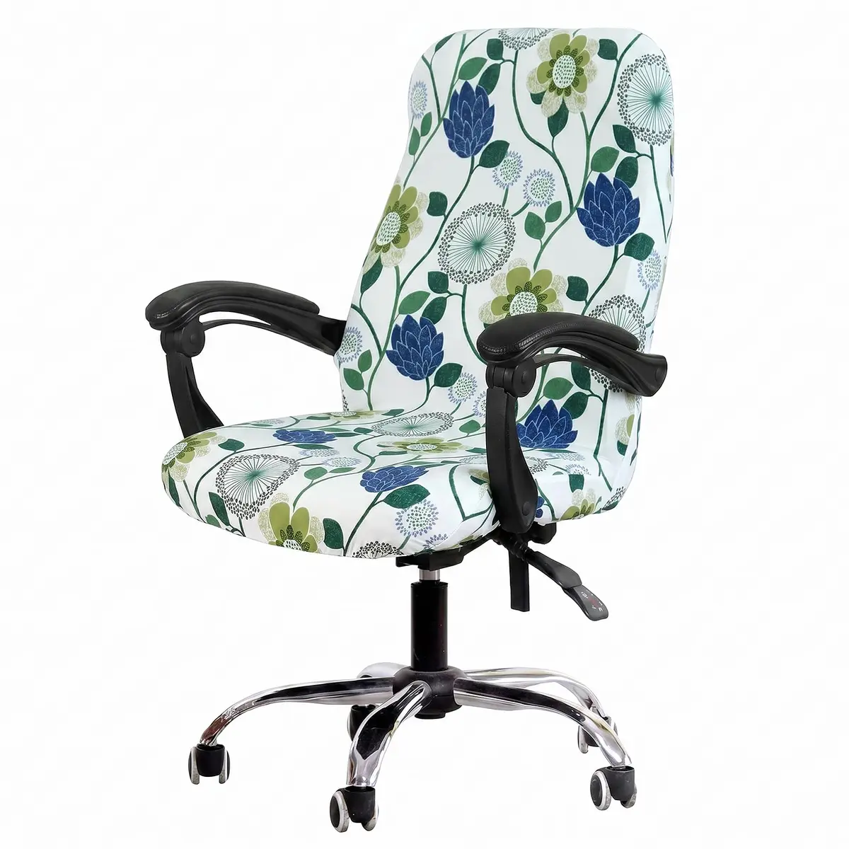 WOMACO Office Chair Cover Large | Stretch Floral Protector for High Back Desk Chair - main product image