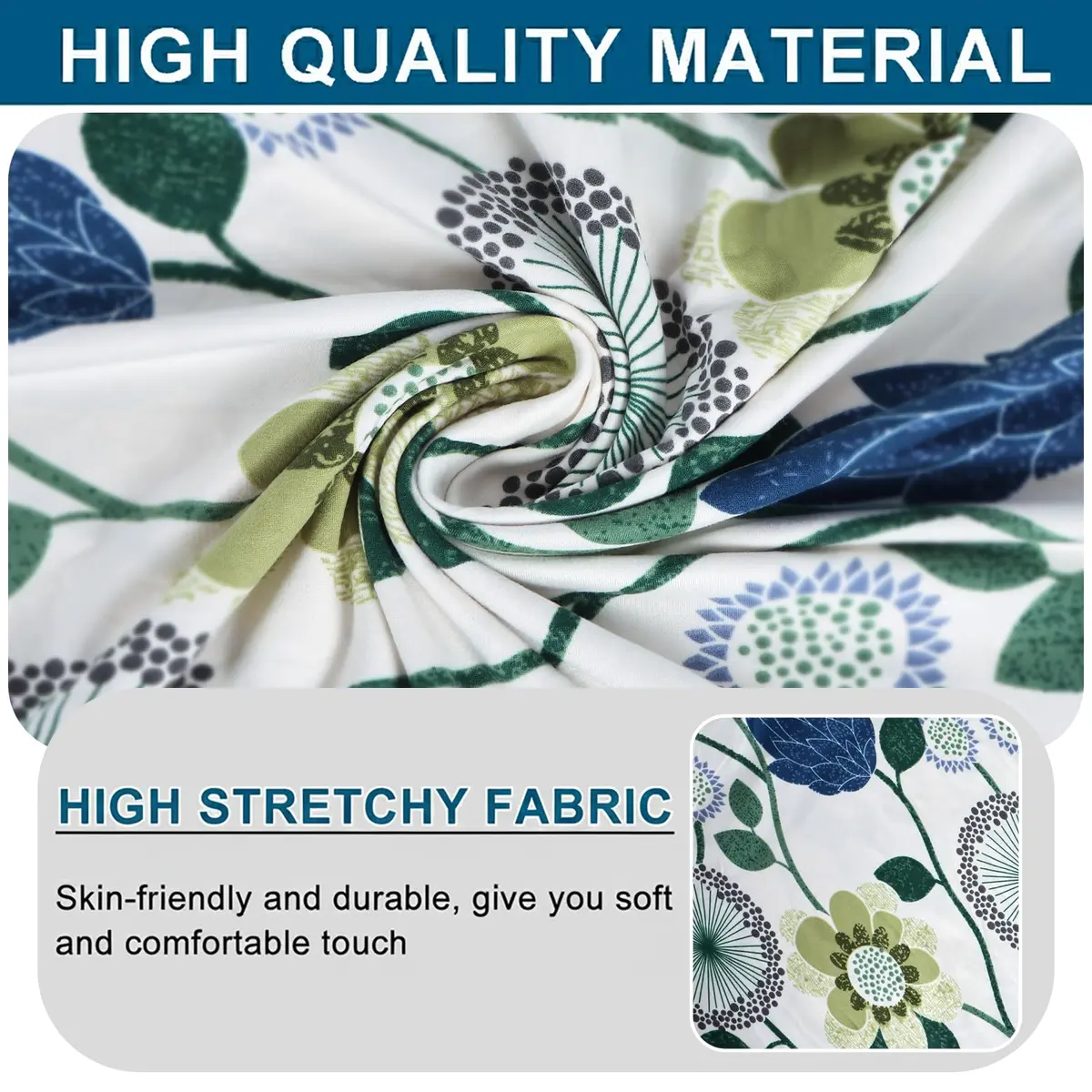WOMACO Office Chair Cover Large | Stretch Floral Protector for High Back Desk Chair - view 7