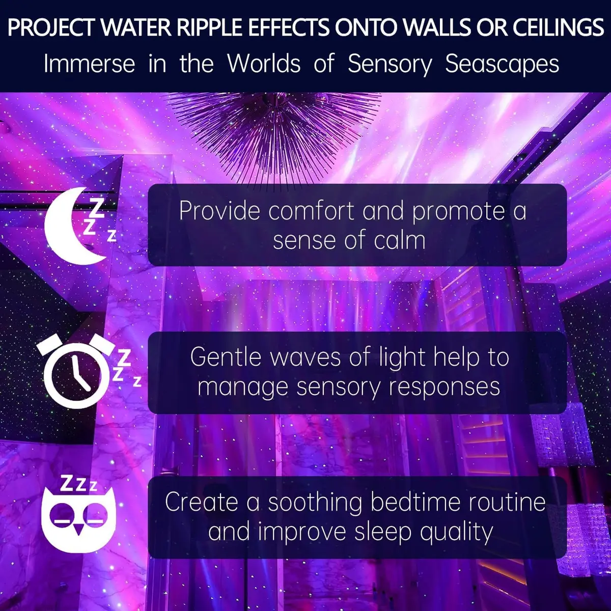 diatomiteco Calming Sensory Ocean Wave Lamp 2 Pack | Projects Water Ripple Effects onto Walls and Ceilings - view 2