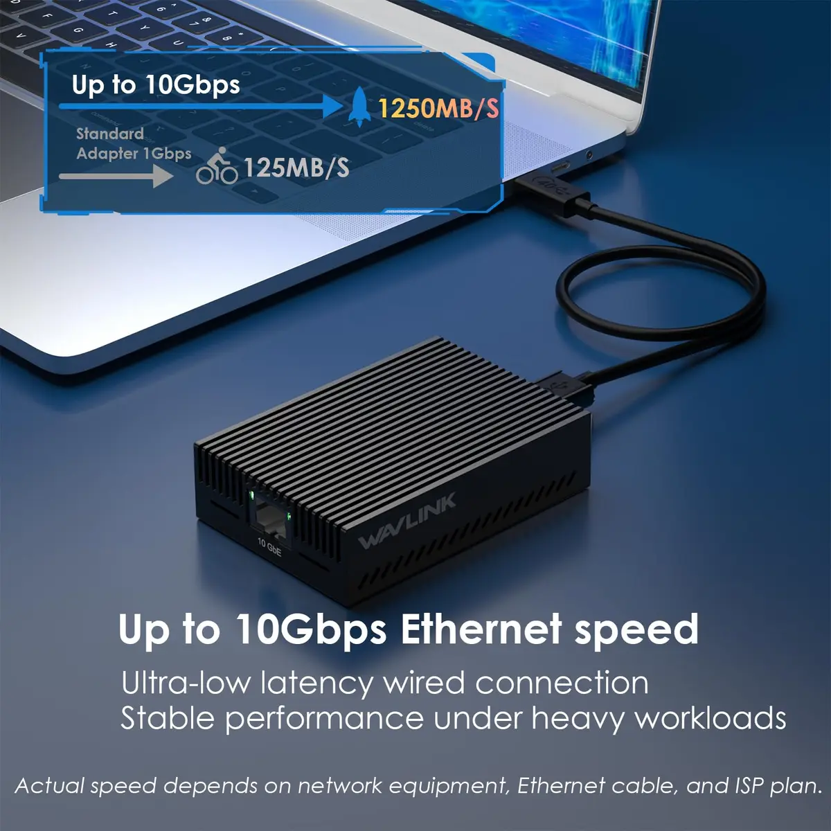 WAVLINK USB4 to 10Gbps Ethernet Adapter Supports Thunderbolt 3/4/5 & USB4 | True 10Gbps Wired Performance - view 3