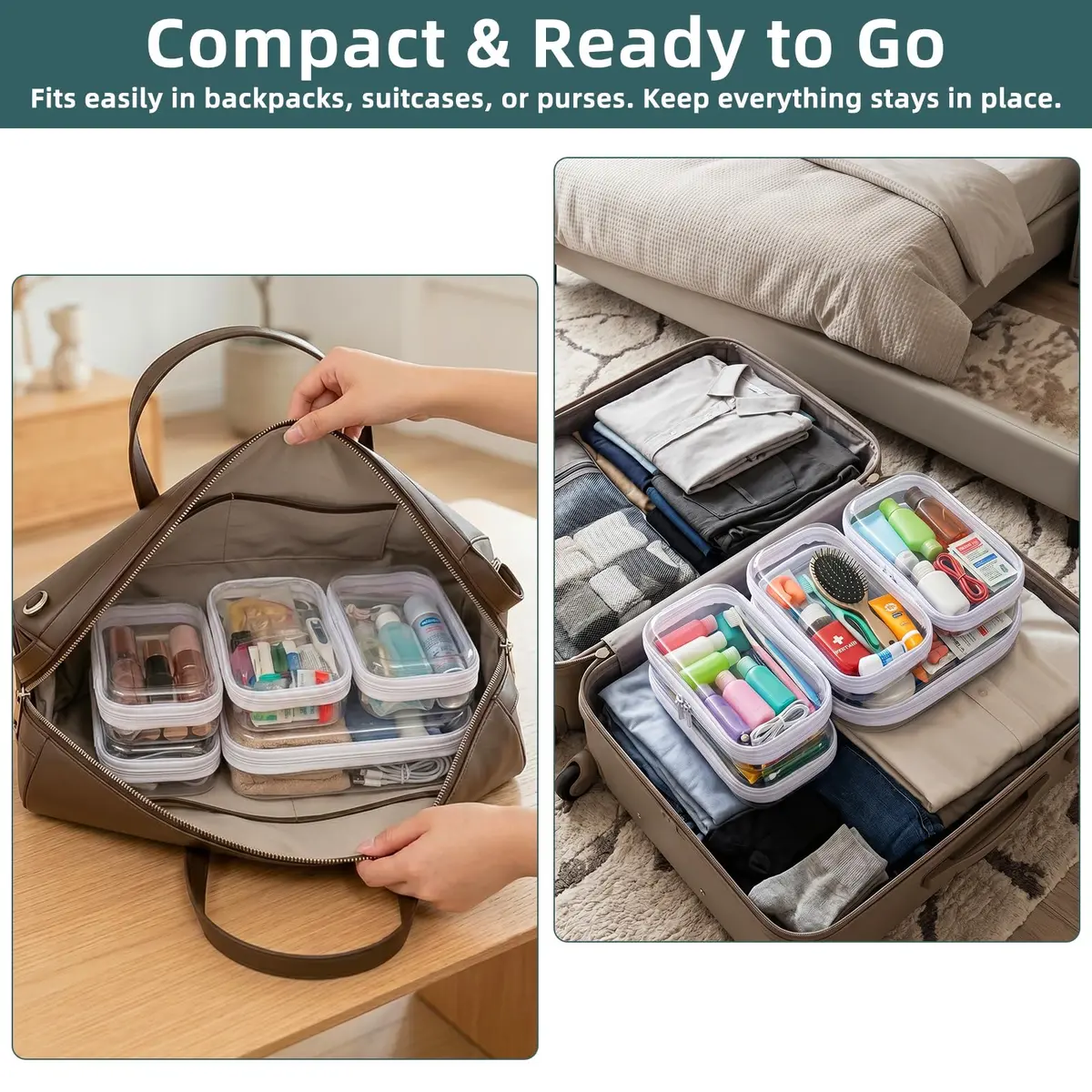 CarryEpic Clear Hard Shell Zipper Cases (5 Packs) 20.5cm (8.1in) x 25.2cm (9.9in) x 5.9cm (2.3in) | TSA Approved Travel Organizer - view 5