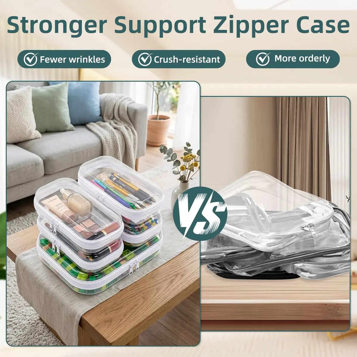 CarryEpic Clear Hard Shell Zipper Cases (5 Packs) 20.5cm (8.1in) x 25.2cm (9.9in) x 5.9cm (2.3in) | TSA Approved Travel Organizer - view 6