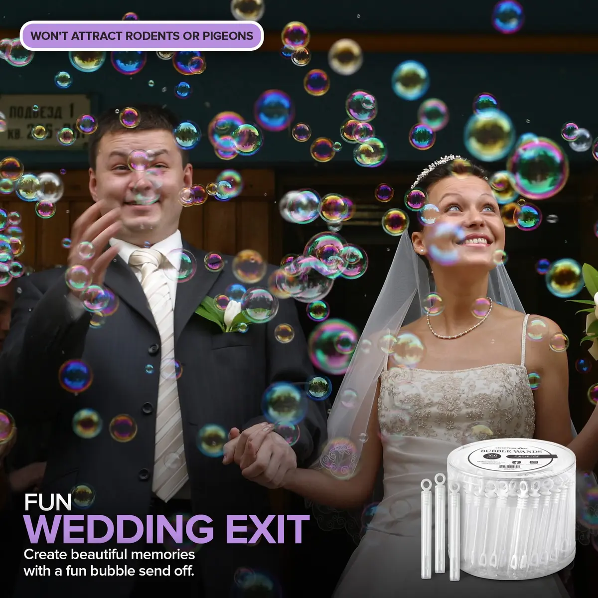 Stock Your Home Wedding Bubbles Bulk - White Circle Top Wands (200 Count) | Wedding Bubble Favors for Guests - view 5
