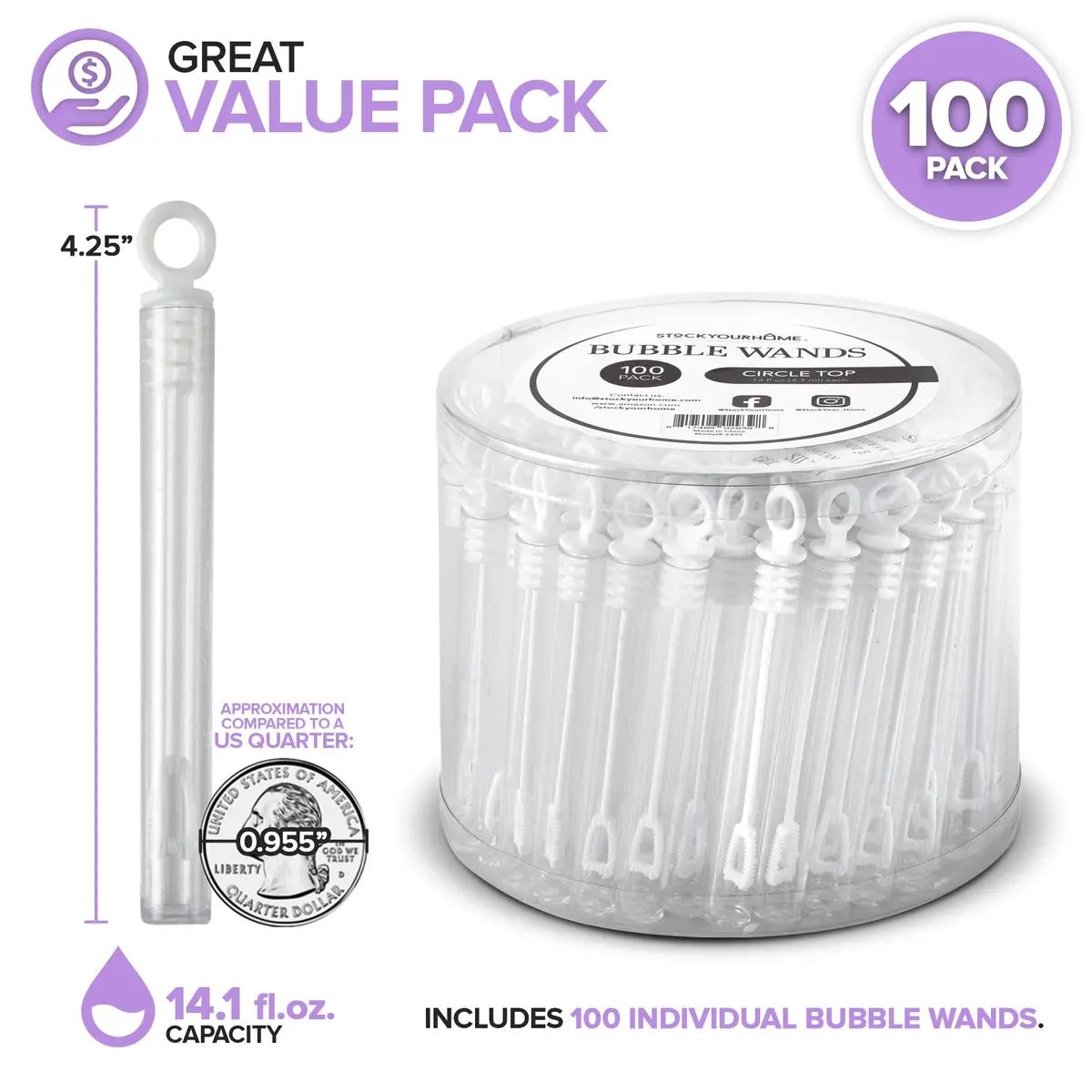 Stock Your Home Wedding Bubbles Bulk - White Circle Top Wands (200 Count) | Wedding Bubble Favors for Guests - view 2
