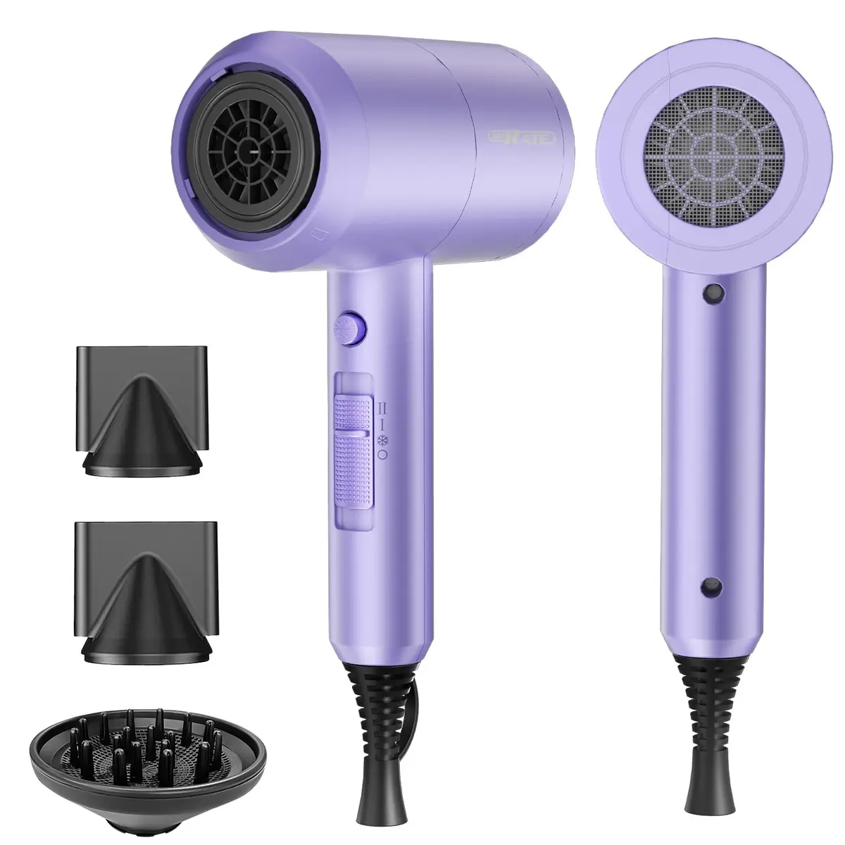 SHRATE Professional Ionic Hair Dryer with Diffuser & Nozzle | Low Noise, 1800W, Aluminum | Travel & Home Use - main product image