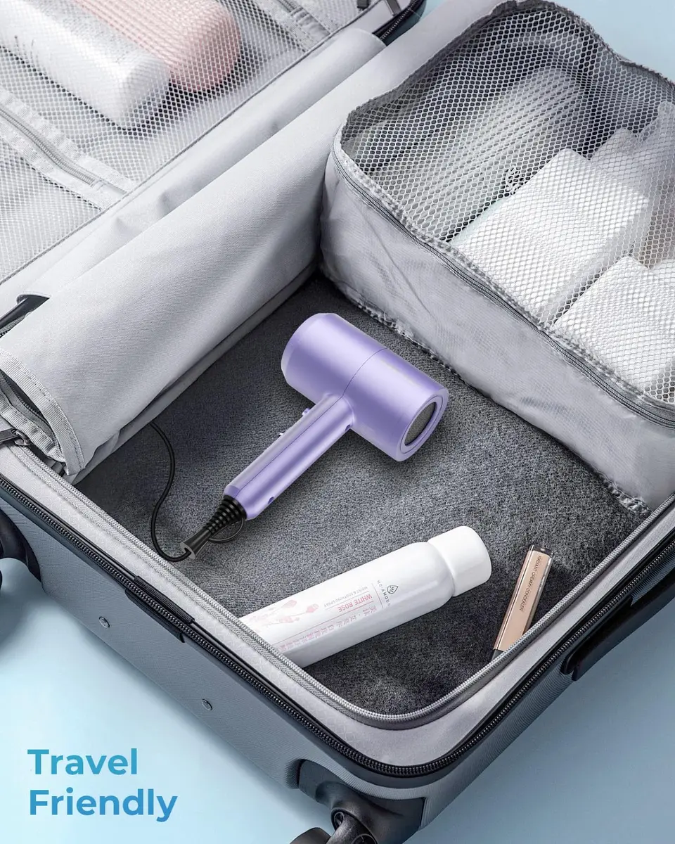 SHRATE Professional Ionic Hair Dryer with Diffuser & Nozzle | Low Noise, 1800W, Aluminum | Travel & Home Use - view 6
