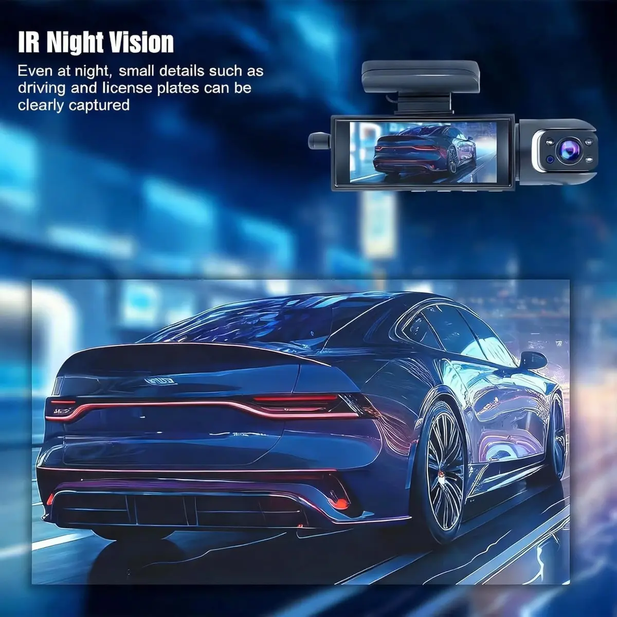 Wagoyo Dashcam Front and Inside | 1080p Night Vision Wide Angle 3.16 Inch IPS Screen - view 4