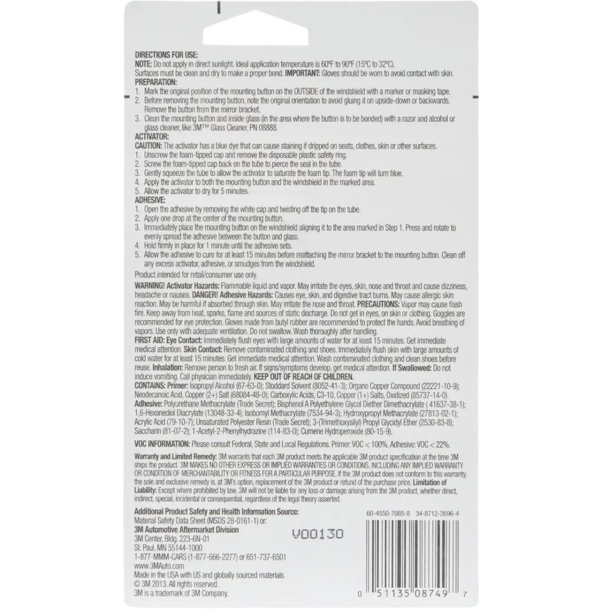 3M High-Bond Rearview Mirror Adhesive 2-Pack 0.02 fl oz Each (1.2 mL Total) | Securely Attaches Mirror Brackets - view 4