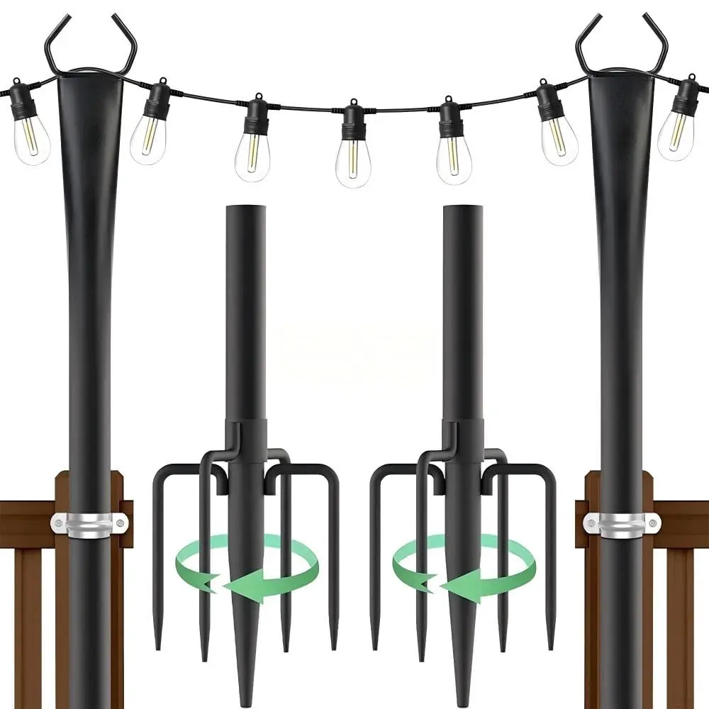 Litmustes 10FT String Light Poles | Heavy Duty Outdoor Steel Support, 4 Pack, Anti-Rust, Garden & Patio - view 9